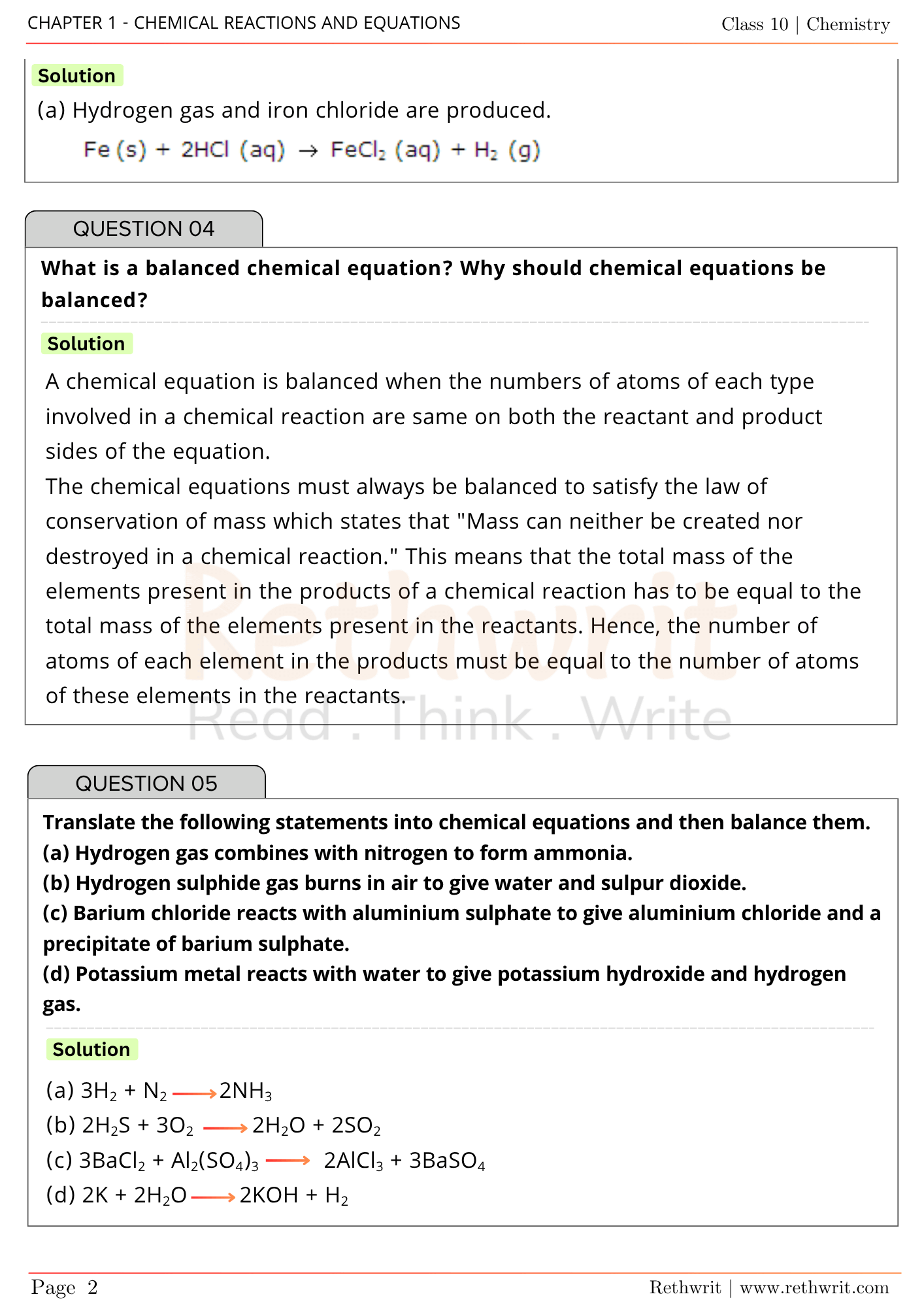 NCERT Solutions Class 10th Science Chapter 1