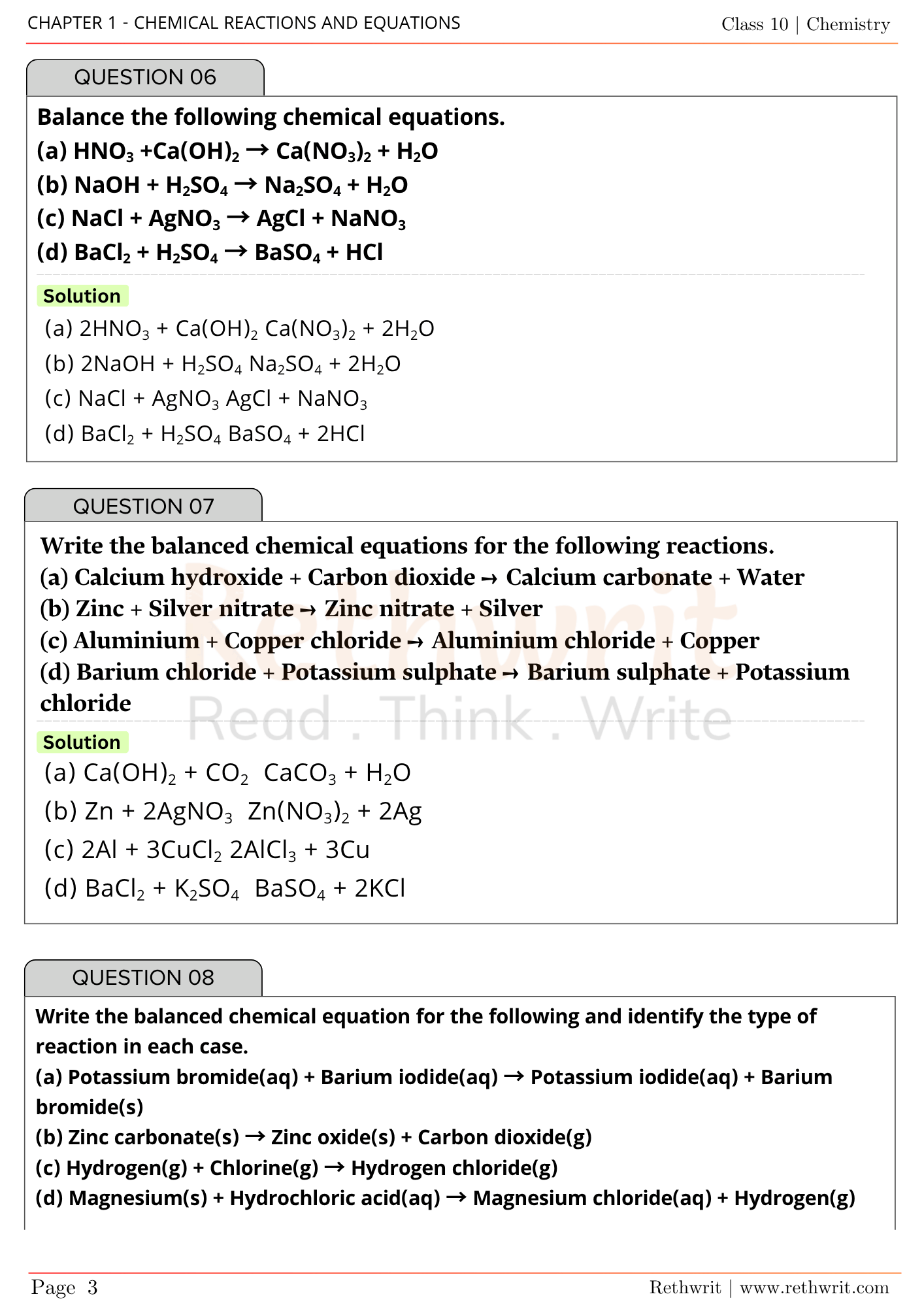 NCERT Solutions Class 10th Science Chapter 1