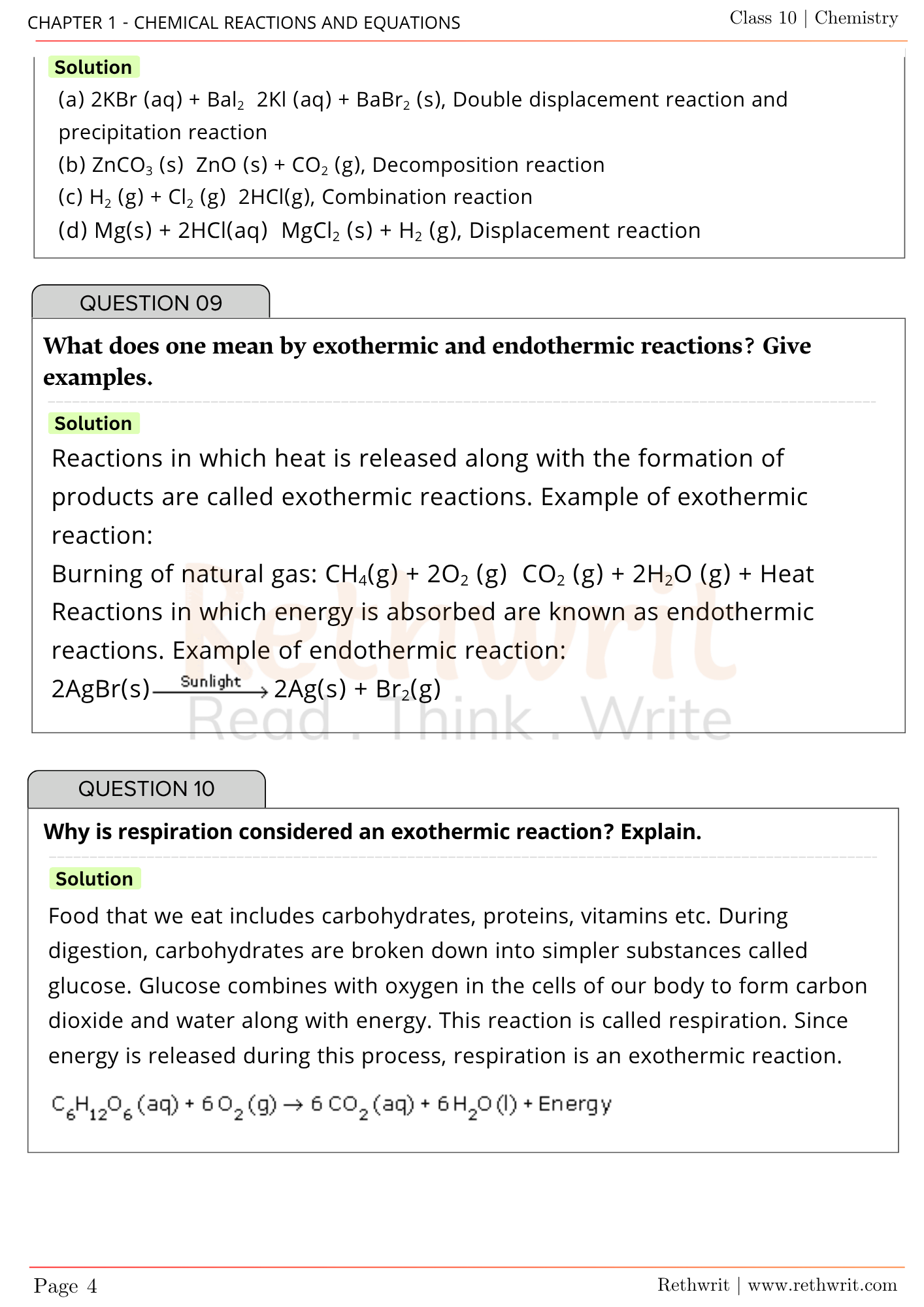 NCERT Solutions Class 10th Science Chapter 1