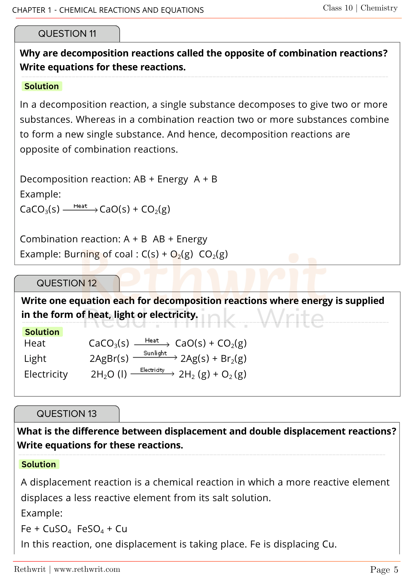 NCERT Solutions Class 10th Science Chapter 1