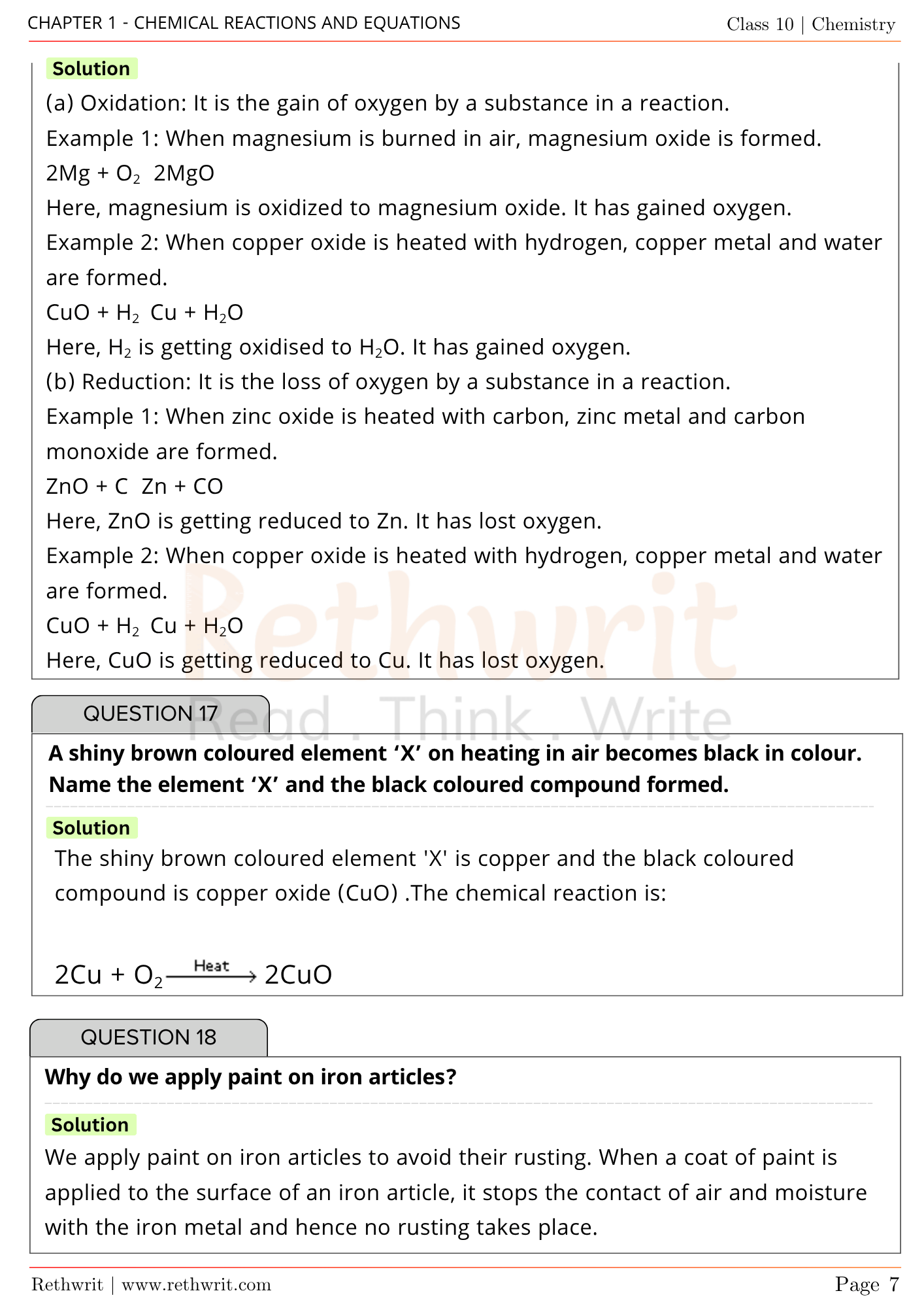 NCERT Solutions Class 10th Science Chapter 1