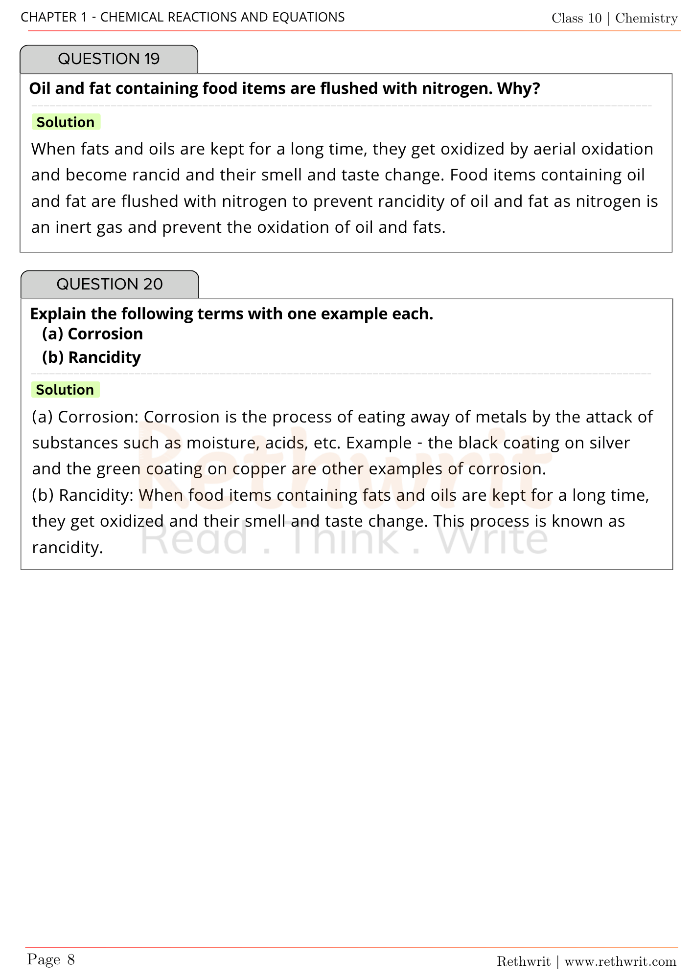 NCERT Solutions Class 10th Science Chapter 1