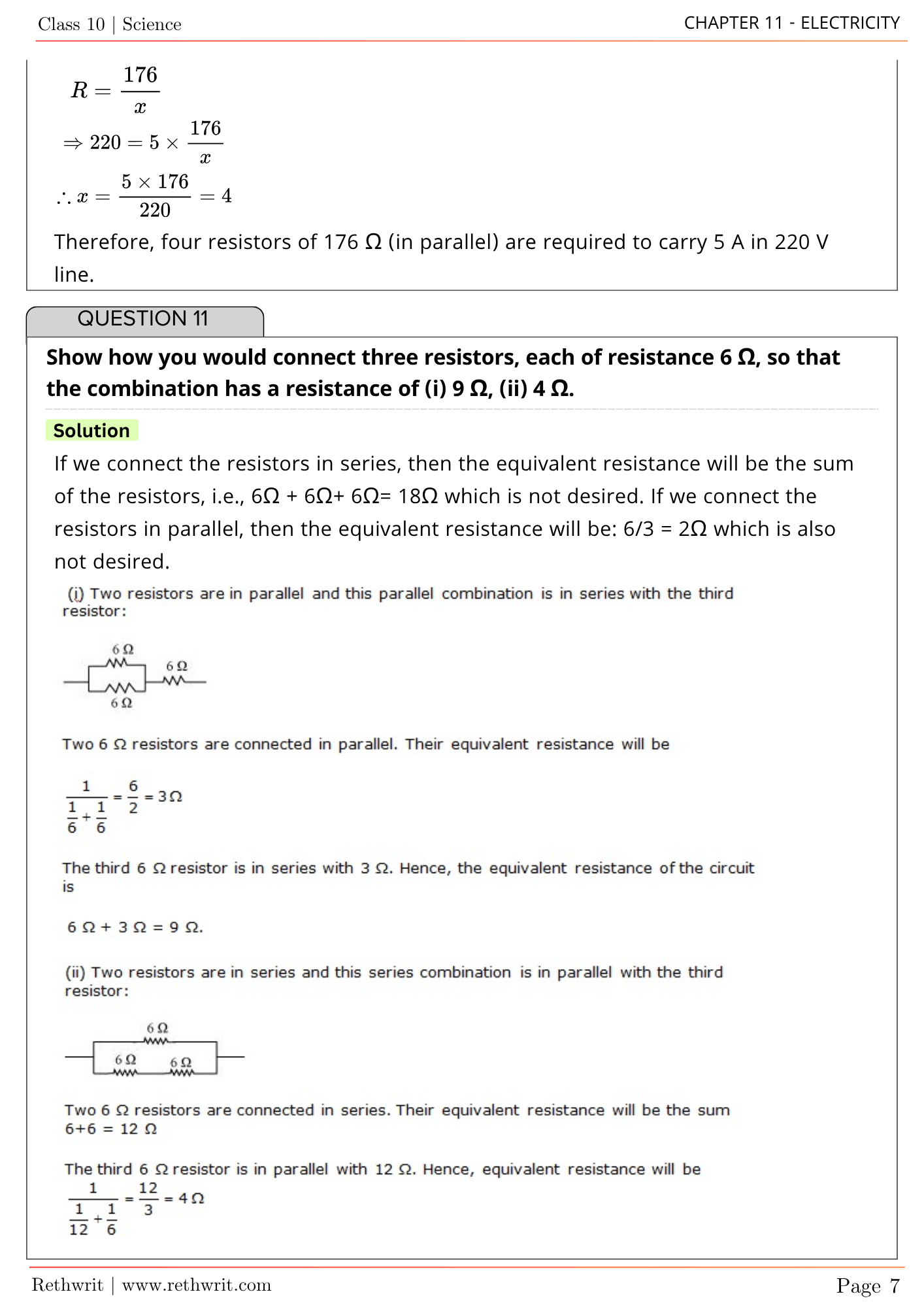 class 10 electricity ncert solutions
