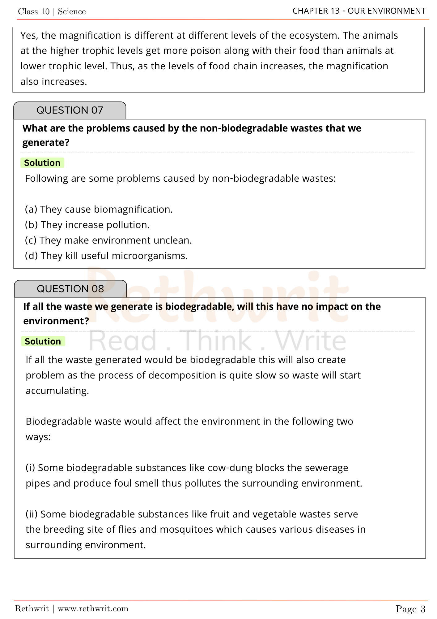 our environment class 10 questions and answers