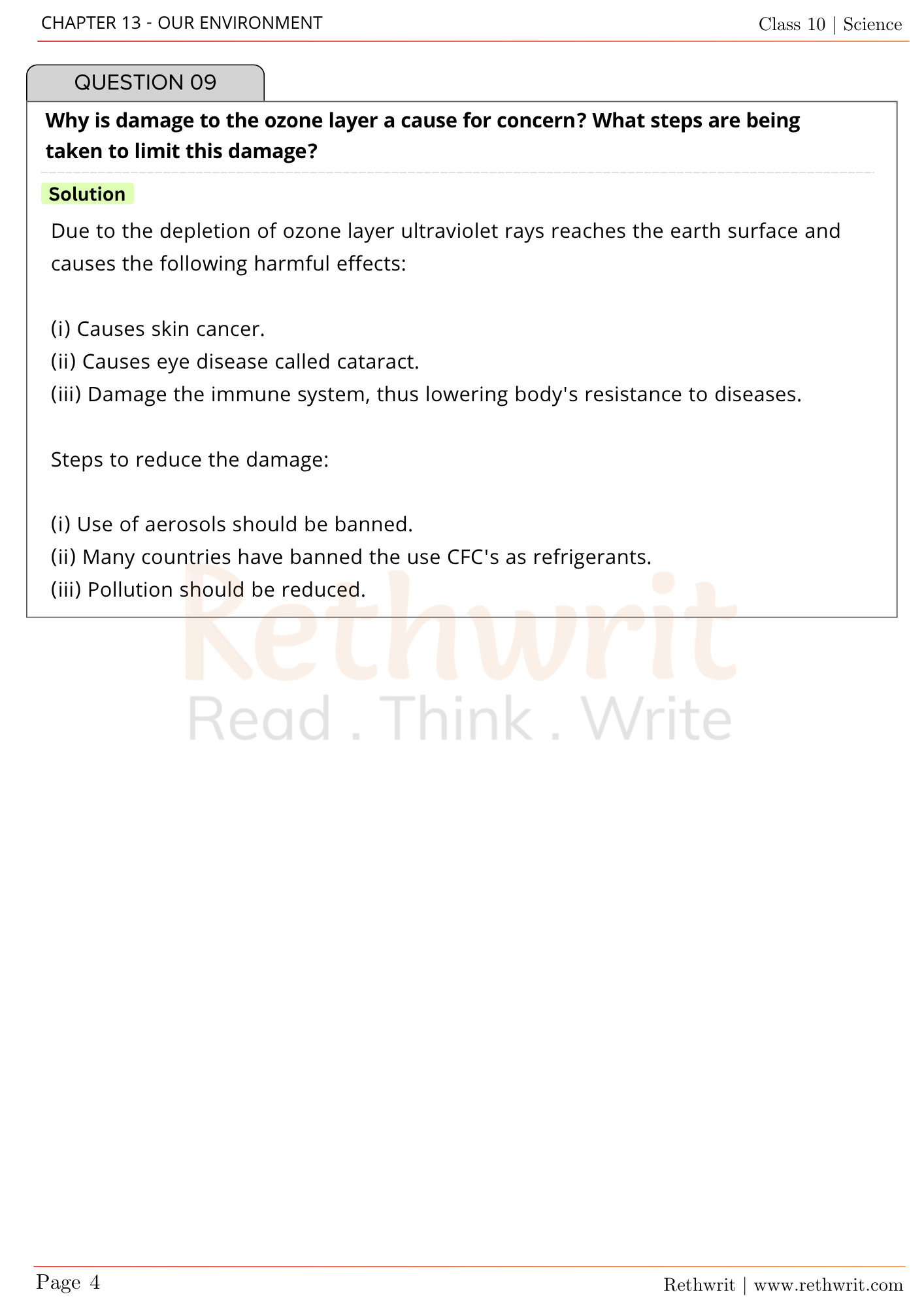 class 10 our environment ncert solutions