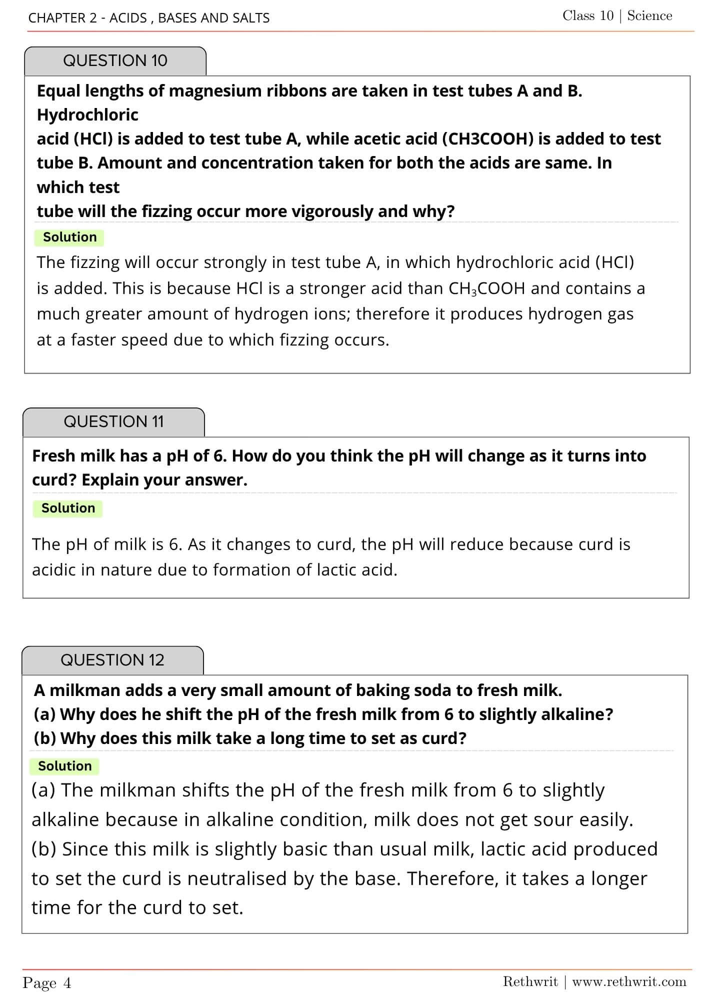 NCERT Solutions Class 10 Science Chapter 2