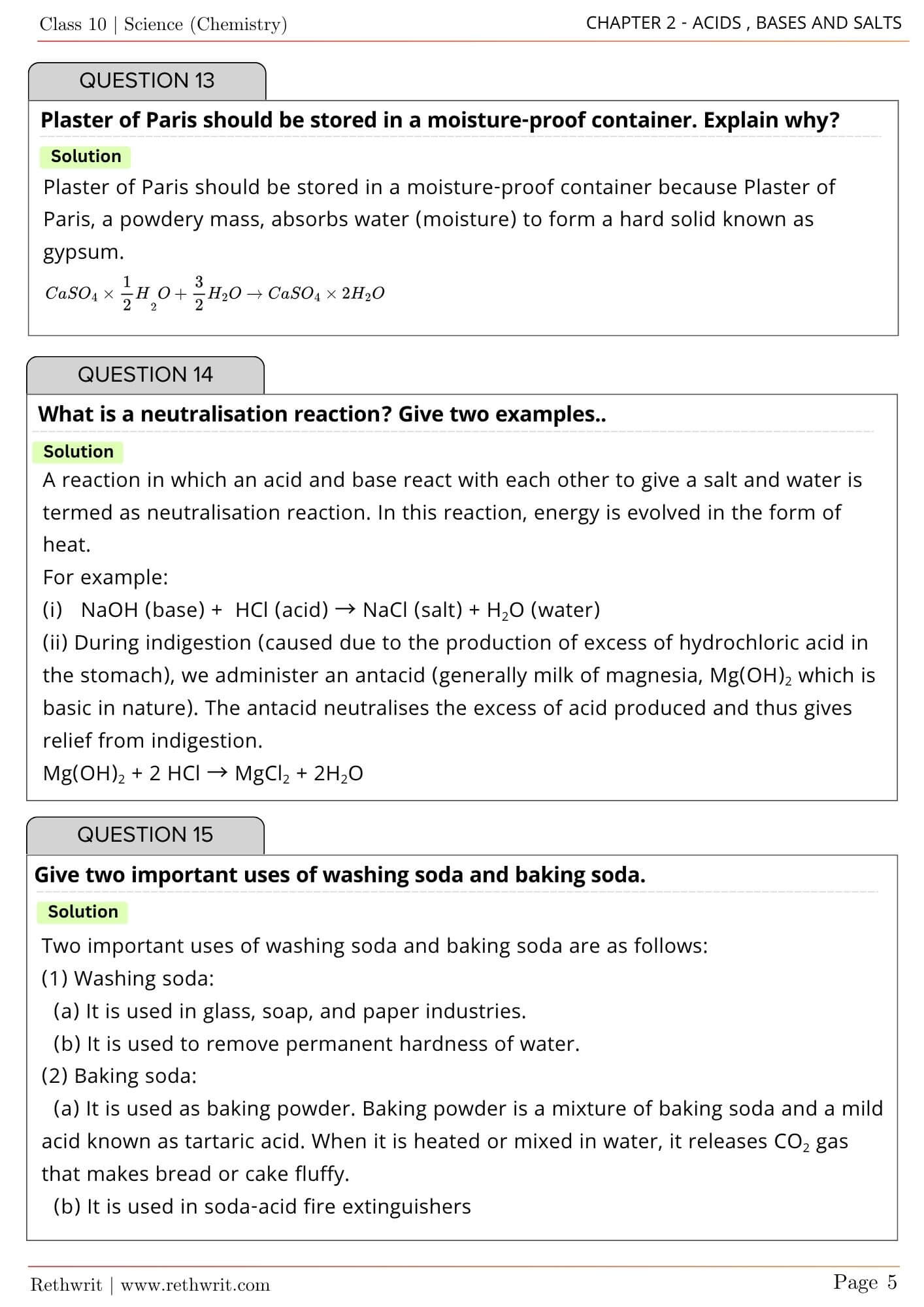 NCERT Solutions Class 10 Science Chapter 2