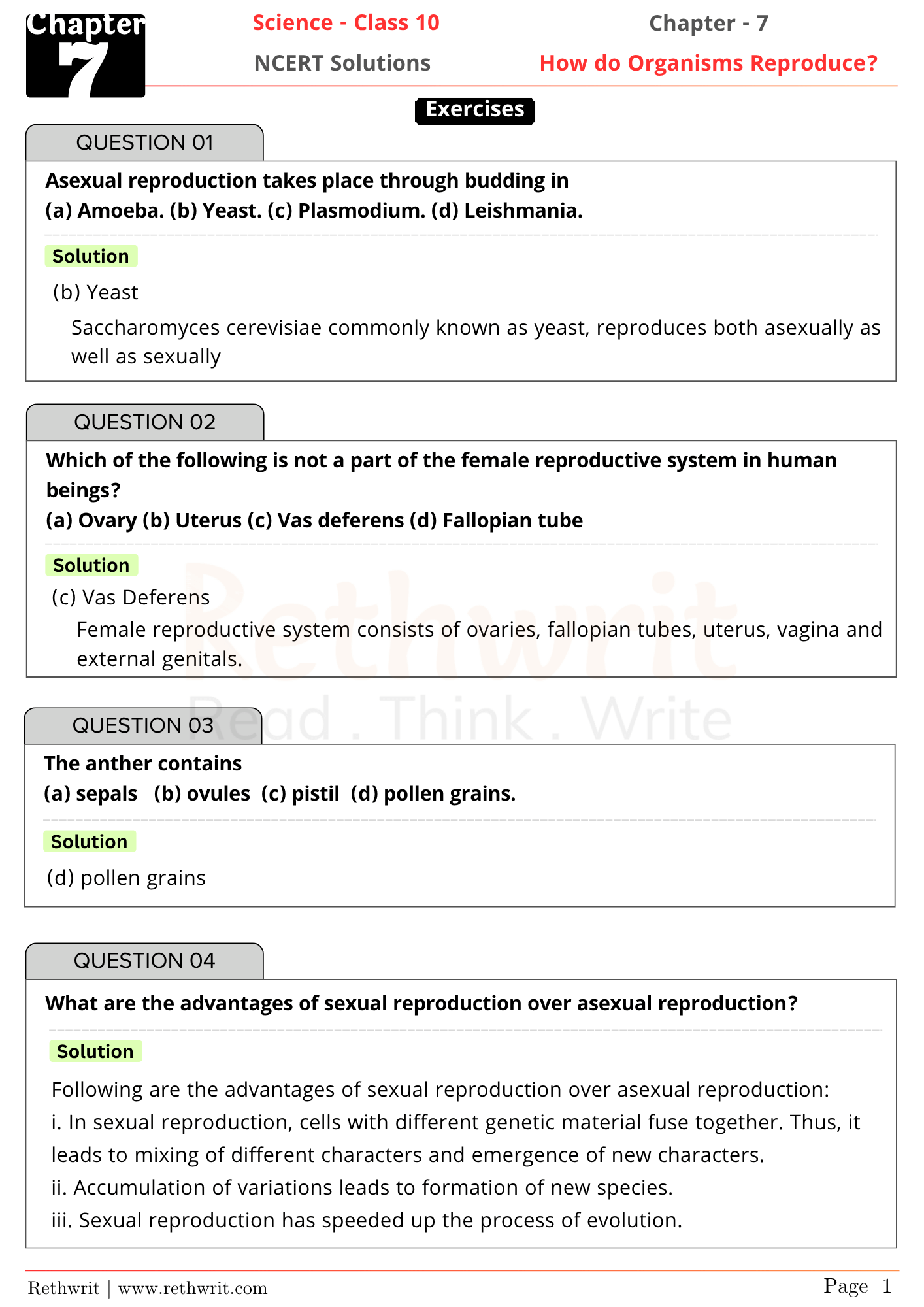 NCERT Solutions Class 10th Science Chapter 7
