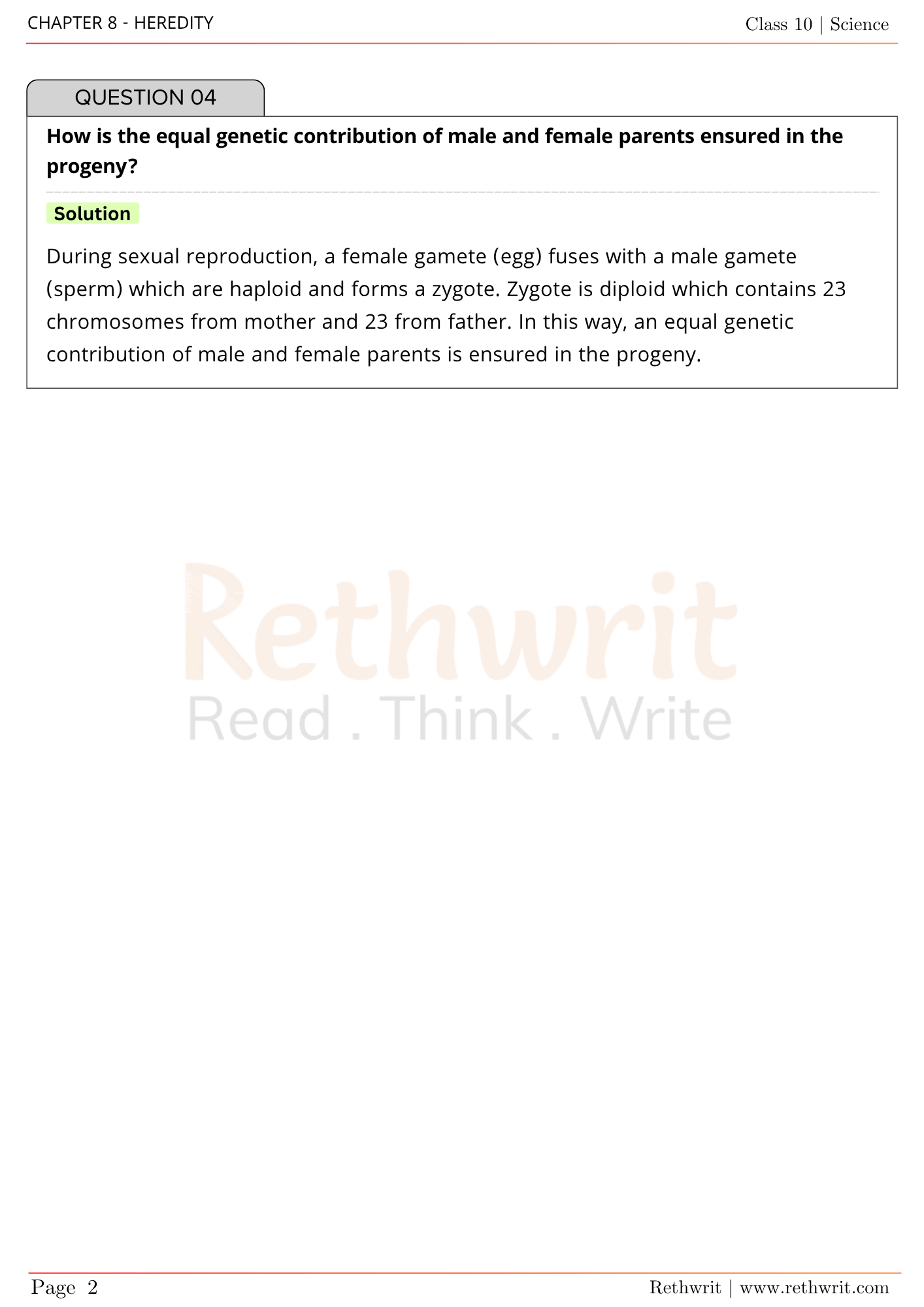 NCERT Solutions Class 10th Science Chapter 8