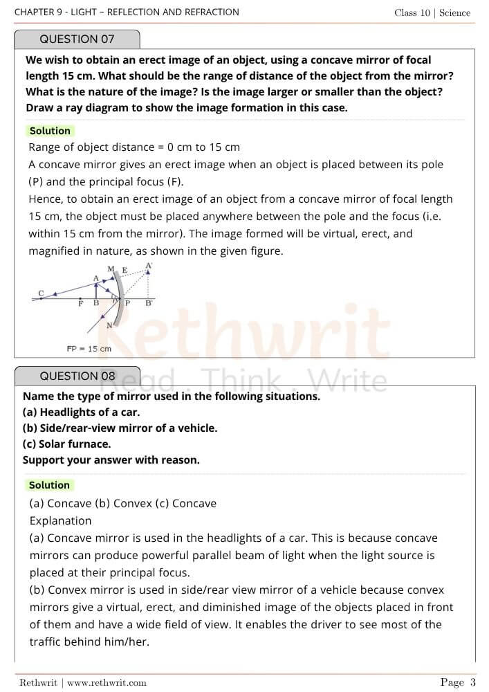NCERT Solutions Class 10 Science Chapter 9