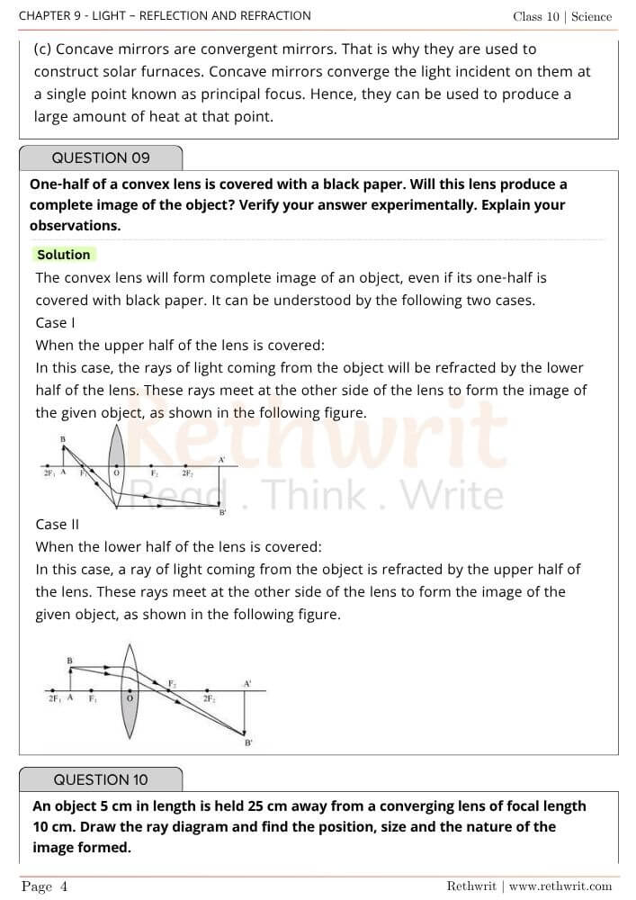 NCERT Solutions Class 10 Science Chapter 9