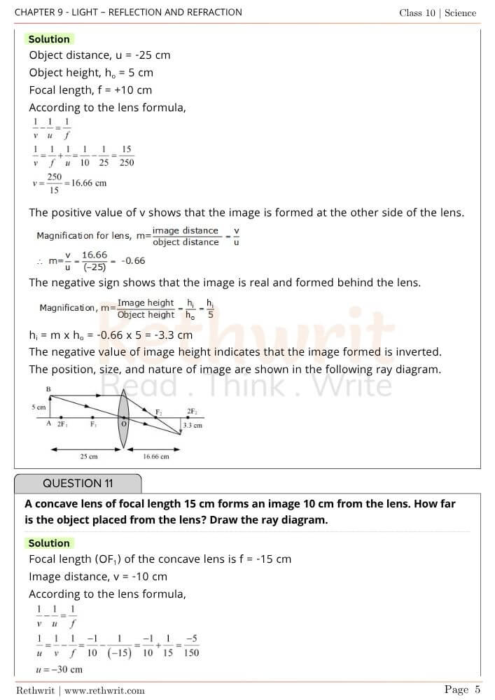 NCERT Solutions Class 10 Science Chapter 9