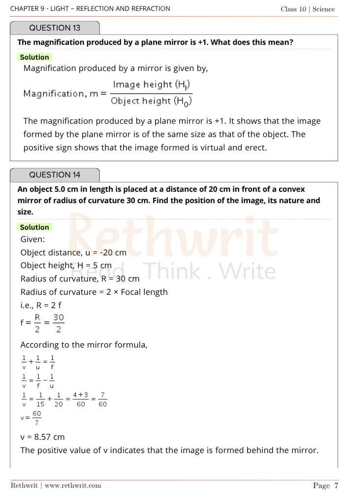NCERT Solutions Class 10 Science Chapter 9