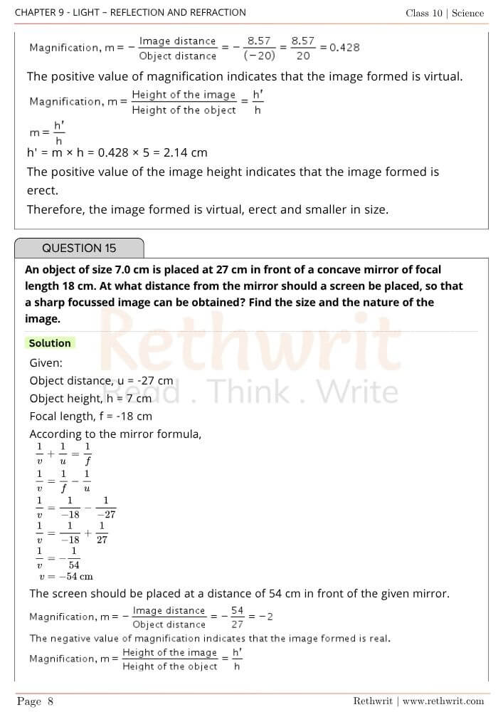 NCERT Solutions Class 10 Science Chapter 9