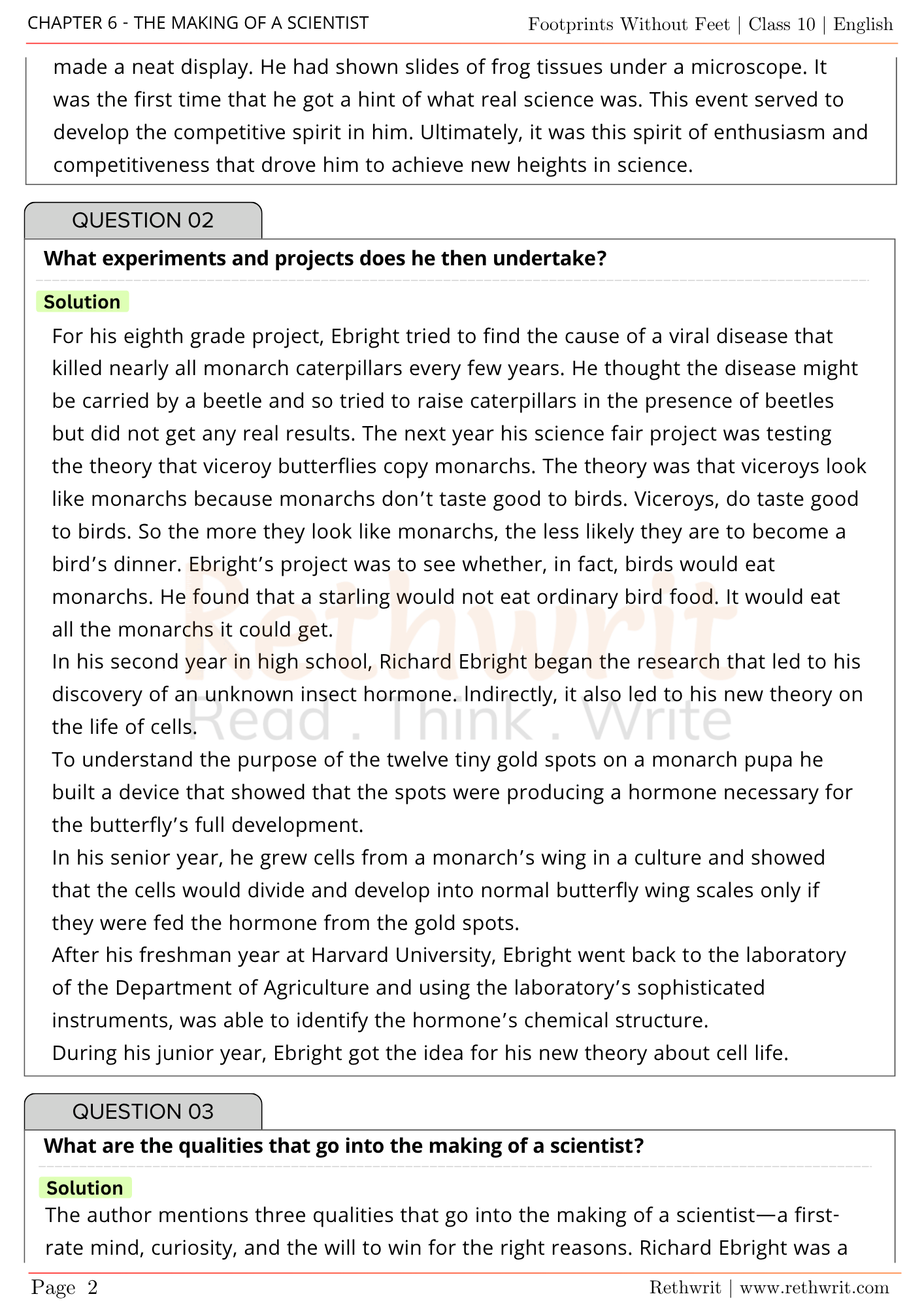 the making of a scientist questions and answers