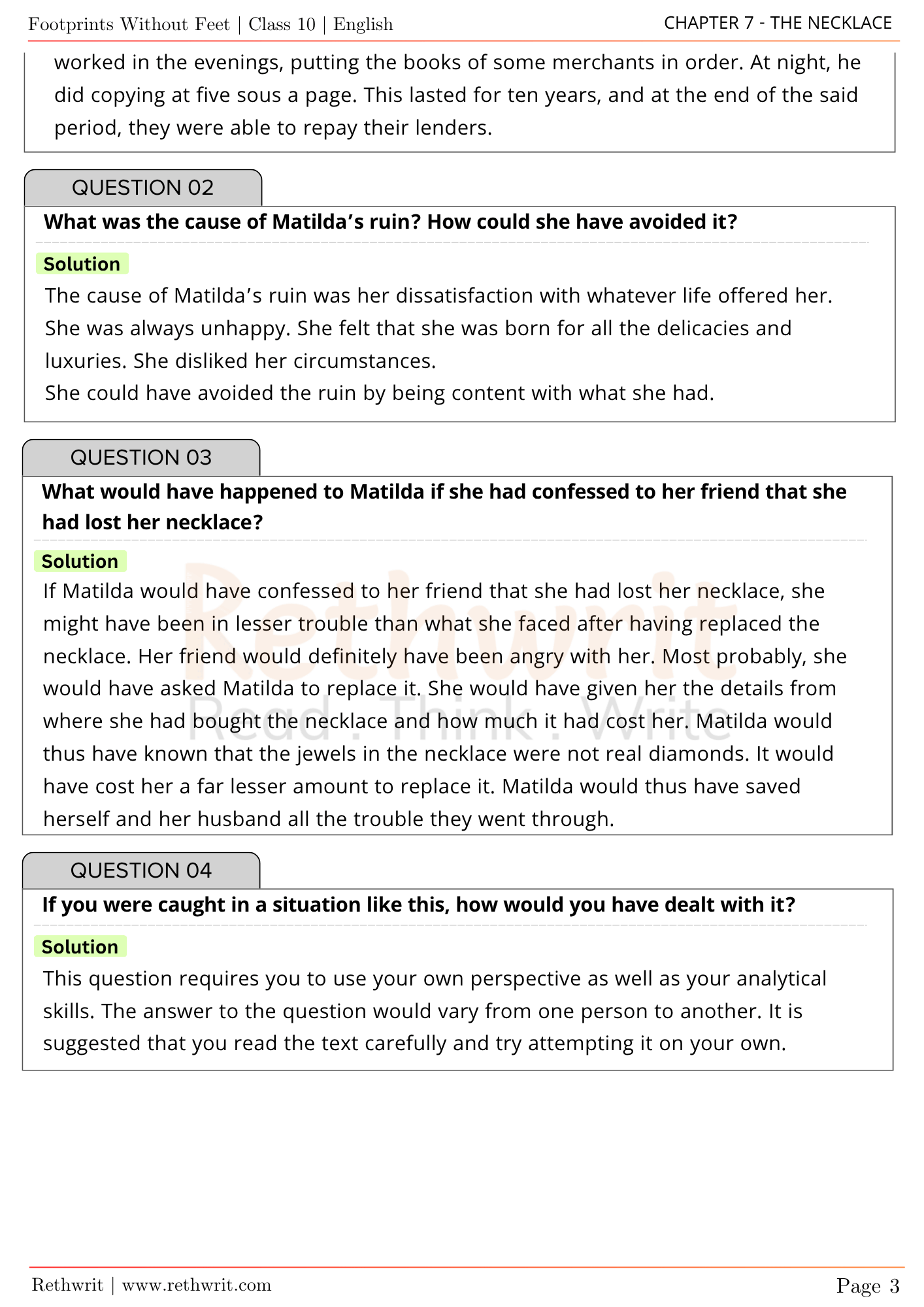 the necklace question answer