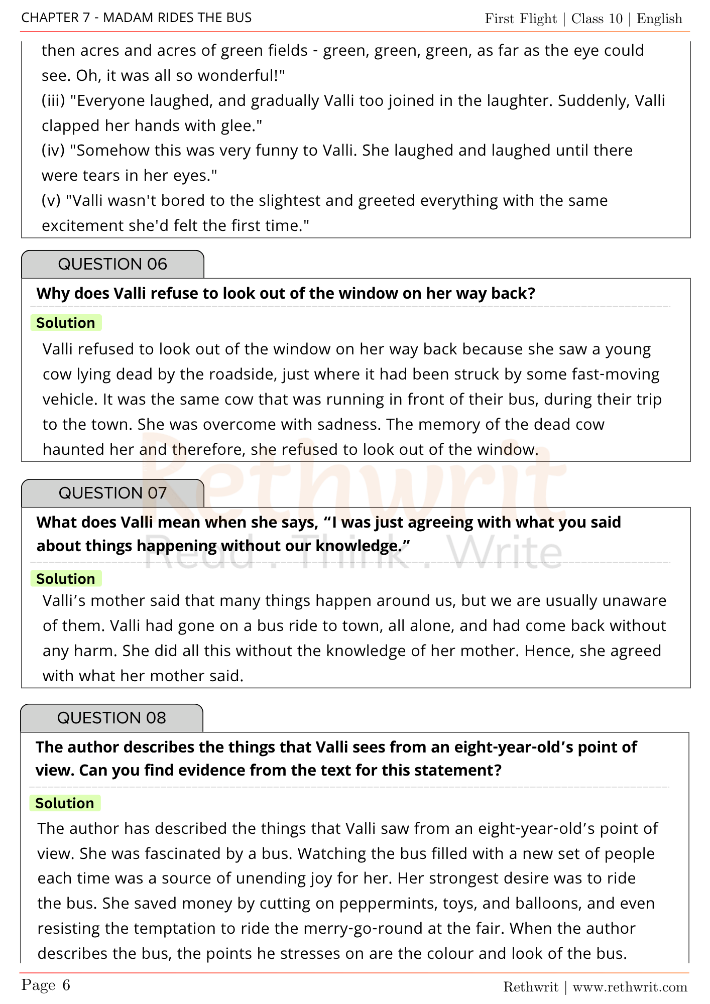 madam rides the bus question answer