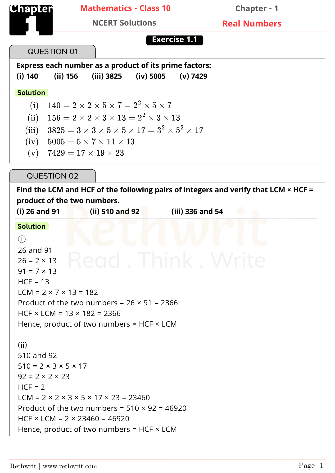 class 10 maths chapter 1